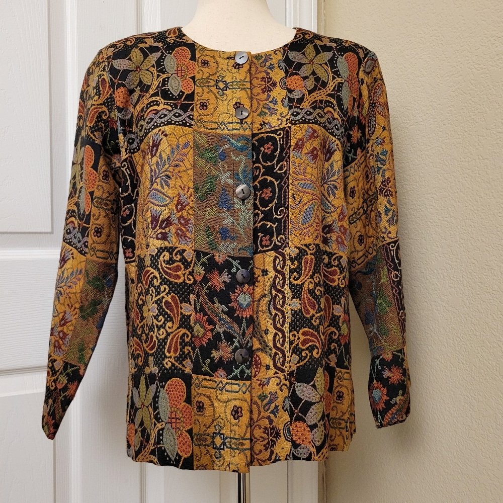 Tapestry Jacket 90's Style Cropped Size L